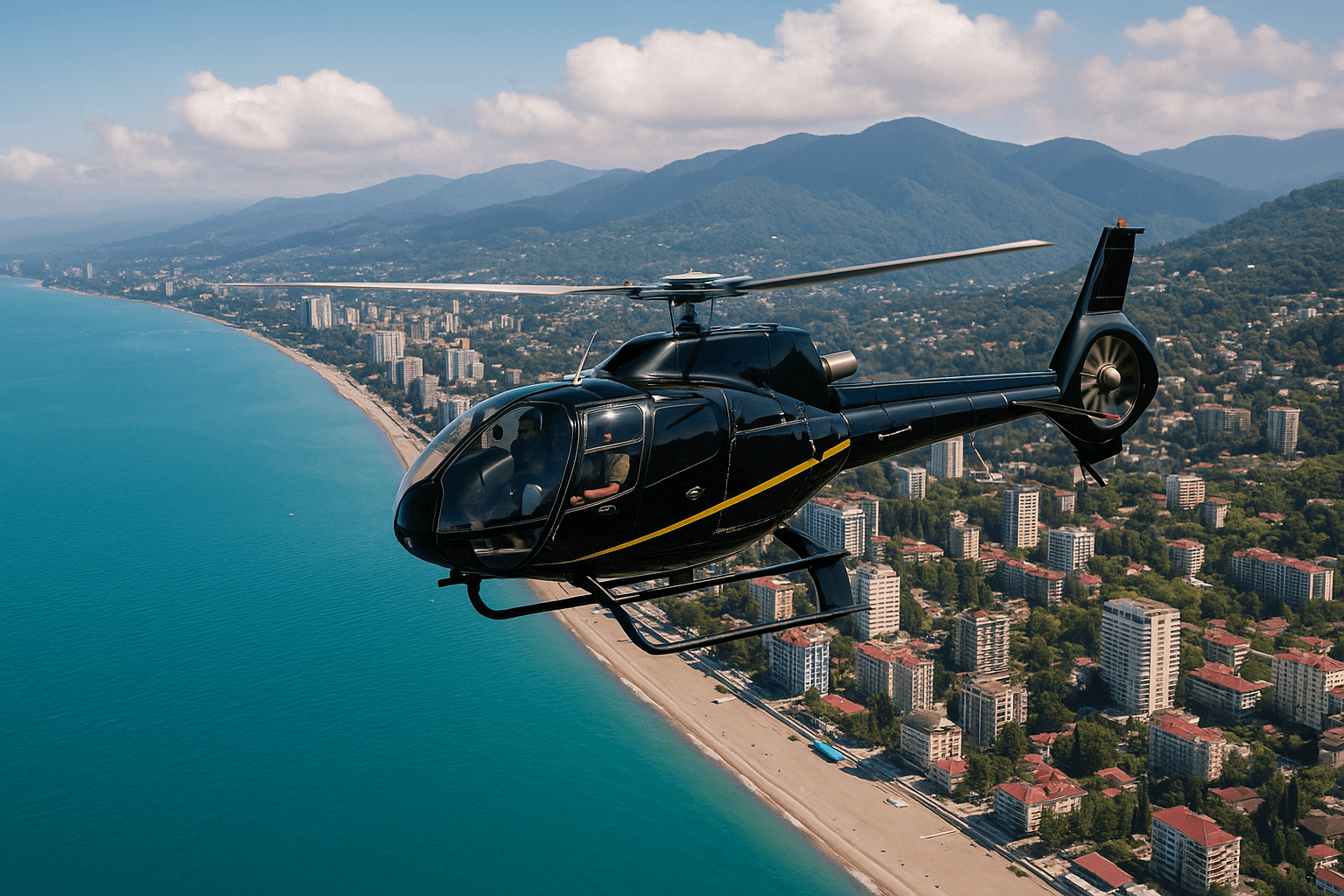 Вертолет H130 в полете над Сочи